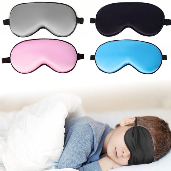 Sleep Mask, 4 Pack Real Natural Pure Silk Eye Mask with Adjustable Strap for Sleeping, Eye Sleep Shade Cover, Blocks Light Reduces Puffy Eyes Gifts