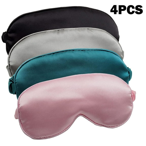 Sleep Mask 4 Pack Silk Eye Cover Soft Satin Blindfold Elastic Strap Night Eyeshade Travel Nap for Women Men