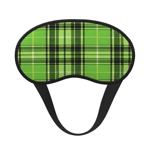 Sleep Mask Blackout Eye Masks With Elastic Band For Sleeping Eye Sleep Shade Cover Block Light Eliminate Fatigue Green And Black Checkered Pattern (2)