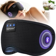 Sleep Mask, Bluetooth Eye Mask Bluetooth, TOPOINT Breathable Cotton Sleep Headphones for Sleeping Side Sleepers Travel Meditation Music Headsets with Microphone Handsfree Men Women, Black
