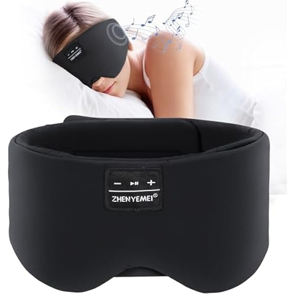 Sleep Mask with Bluetooth Headphones, Blackout Sleep Headphones for Side Sleepers, Ultra-Thin Bluetooth 5.4 Stereo Speaker Eye Mask for Travel, Meditation, Cool Gadgets (Black)