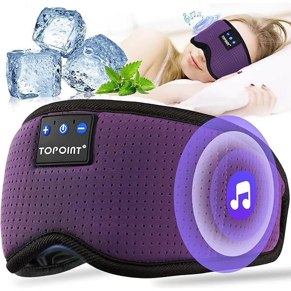 Sleep Mask with Bluetooth Headphones, Breathable Silk Eye Mask for Sleeping Men Women, Bluetooth Sleep Mask Blackout with Speakers, Microphone Handsfree, USB C for Travel Meditation Gifts