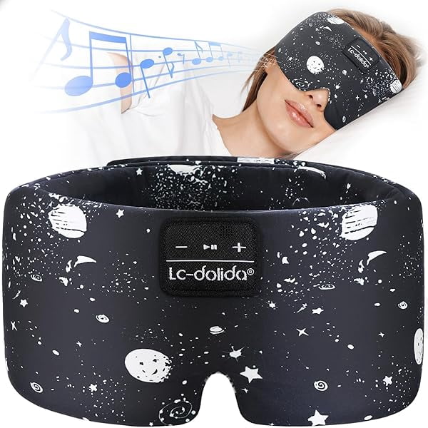 Sleep Mask with Bluetooth Headphones, Silk Eye Mask for Sleeping Side Day Sleepers, 5.4 Bluetooth Silk Sleep Mask Headphones for Women Men with Thin Speaker, Blackout, Comfort