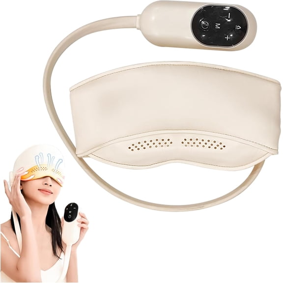 Sleep Mask, Eye & Head Massager with Heat - Improve Sleep & Relieve Eye Strain, Perfect Remote-Controlled Christmas Birthday Gift for Women & Men (White)