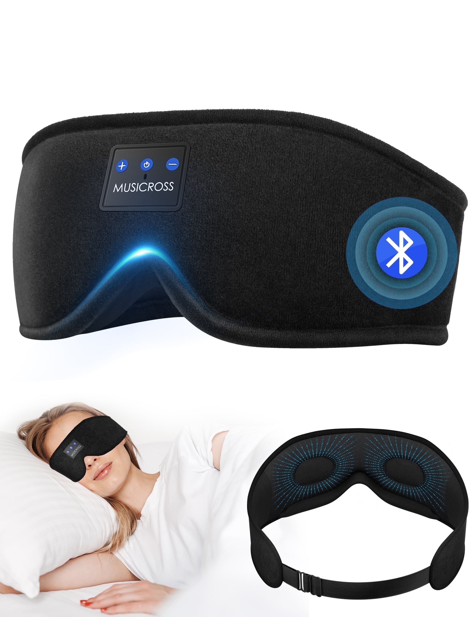 Sleep Mask with Headphones Bluetooth 5.2 Wireless, 3D Eye Mask for Sleeping Built-in HD Music, Microphone for Calls, Sleep Headphones for Side Sleepers Travel Yoga Meditation