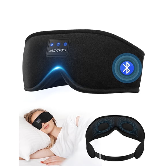 Sleep Mask with Headphones Bluetooth 5.2 Wireless, 3D Eye Mask for Sleeping Built-in HD Music, Microphone for Calls, Sleep Headphones for Side Sleepers Travel Yoga Meditation