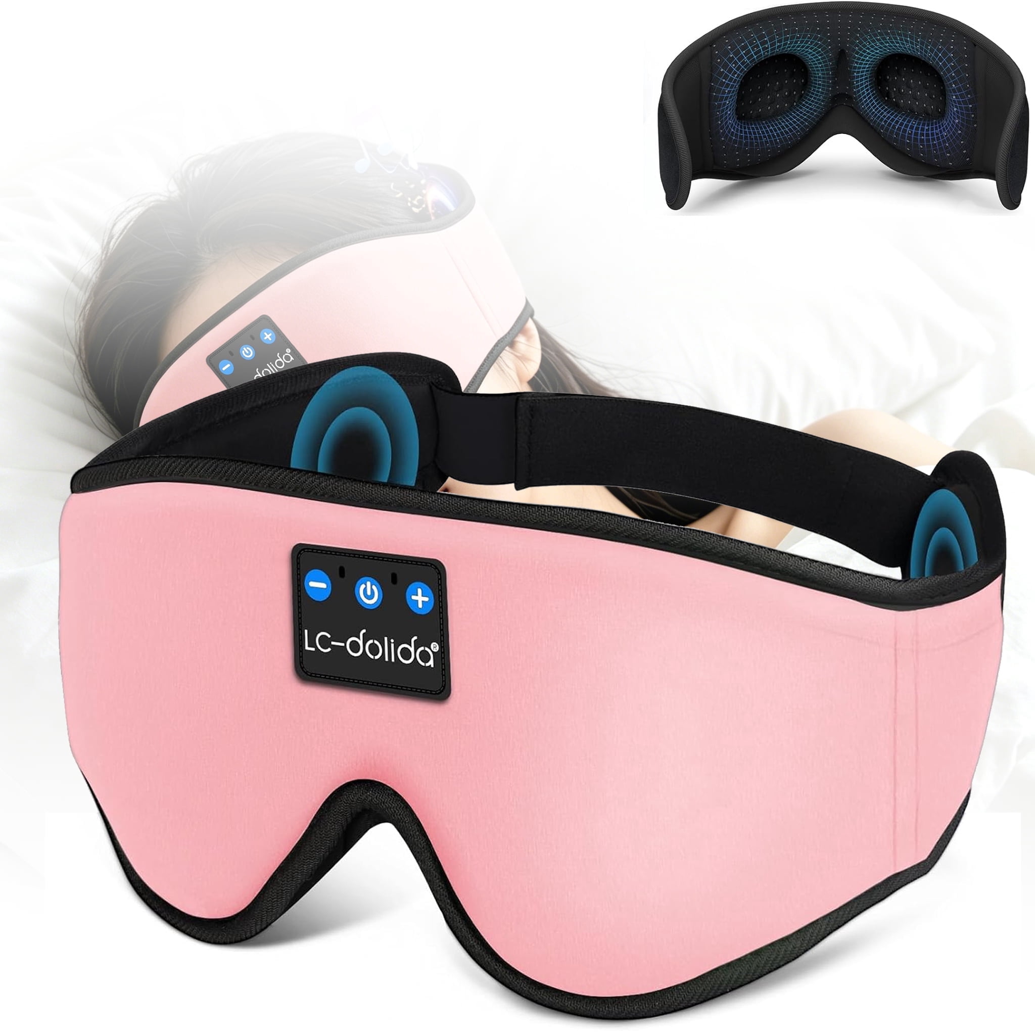 Sleep Mask with Headphones, Total Blackout Sleeping Headphones for Side Sleeper, Sleep Headphones with Bluetooth 5.4, Blackout Eye Mask for Sleeping Travel Meditation Men Women