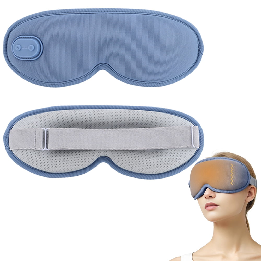 Sleep Mask, Night Blindfold with Heated Massaging, Adjustable & Secure