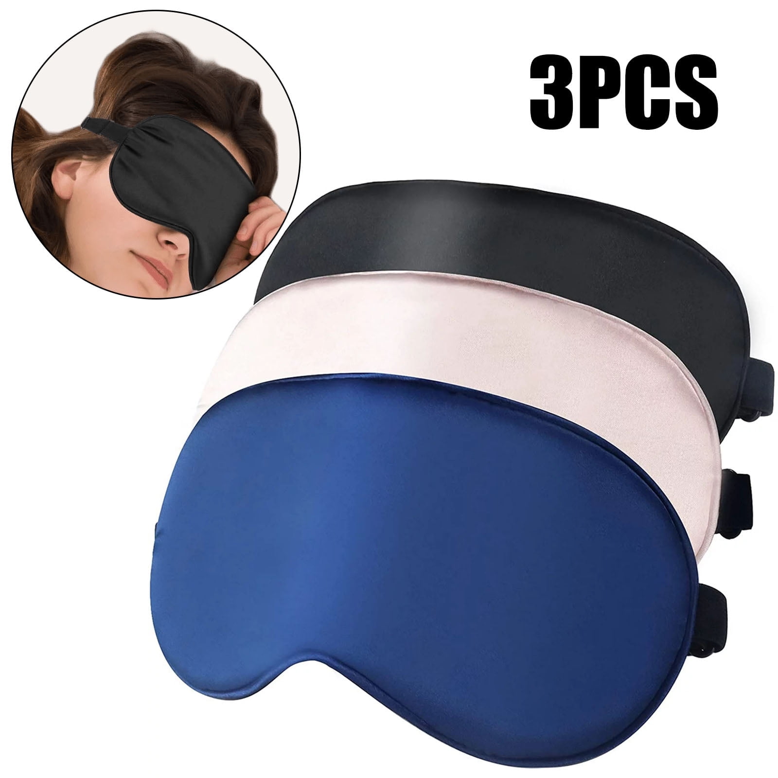 Sleep Mask, SIISLL Super Soft Eye Masks with Adjustable Strap, Lightweight Comfortable Blindfold, Perfect Blocks Light for Men Women Sleeping Mask(1 Black 1 Blue 1 Pink)
