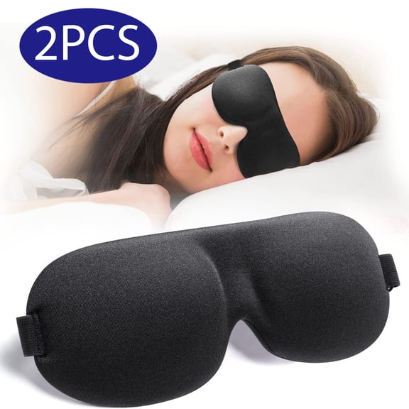 Sleep Mask For Side Sleeper-2PACK,Blackout Eye Mask For Sleeping,Upgrade 100% Light Blocking 3D Eye Masks for Sleeping, Ultra-Thin Sides For Side Sleeper, Blindfold For Men Women(Black+Blue