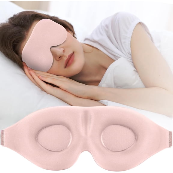 Sleep Mask –Soft Silk Eye Covers with Adjustable Strap & Soft Ear Loops, 3D Contoured Light Blocking Sleeping Mask for Travel, Naps & Relaxation