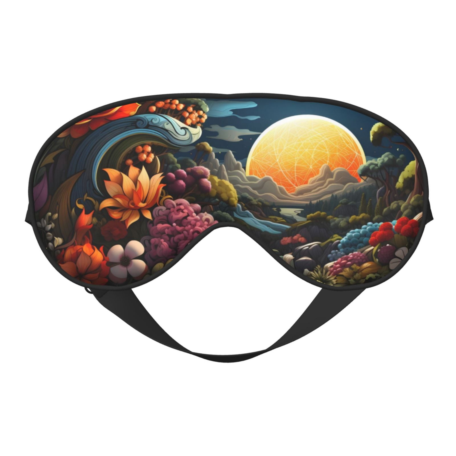 Sleep Mask - Sunset Floral Fantasy Landscape Light Blocking Eye Mask ...