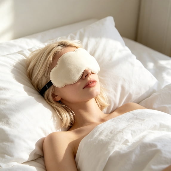 Sleep Mask, Wuztai Cloud-Shaped Light-Blocking Sleep Mask, Breathable 100% Polyester Eye Mask for Women Relieve Eye Strain, Adjustable Strap Naps Travel, White