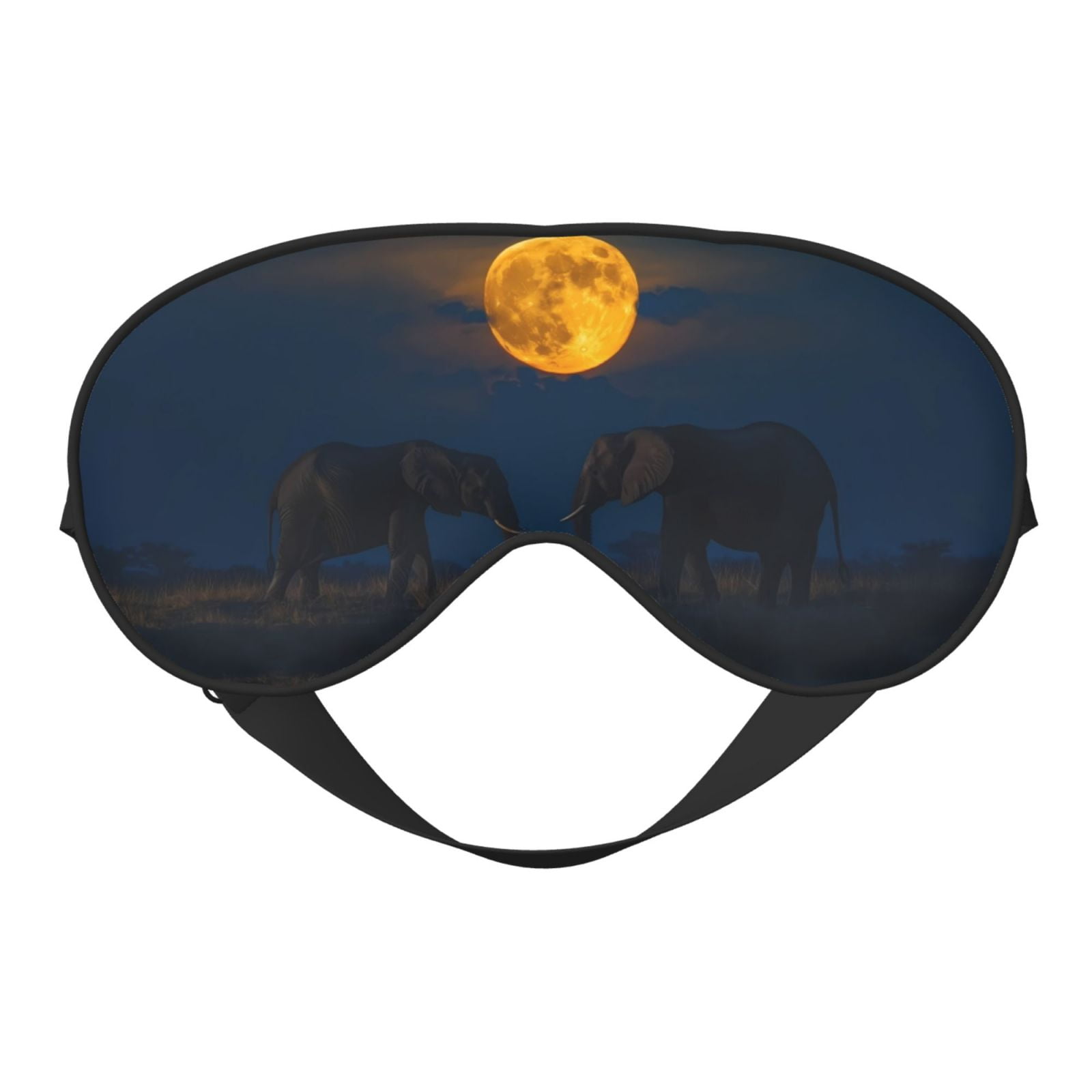 Sleep Mask for Women and Men Elephants Under Golden Moon Soft Blocking ...