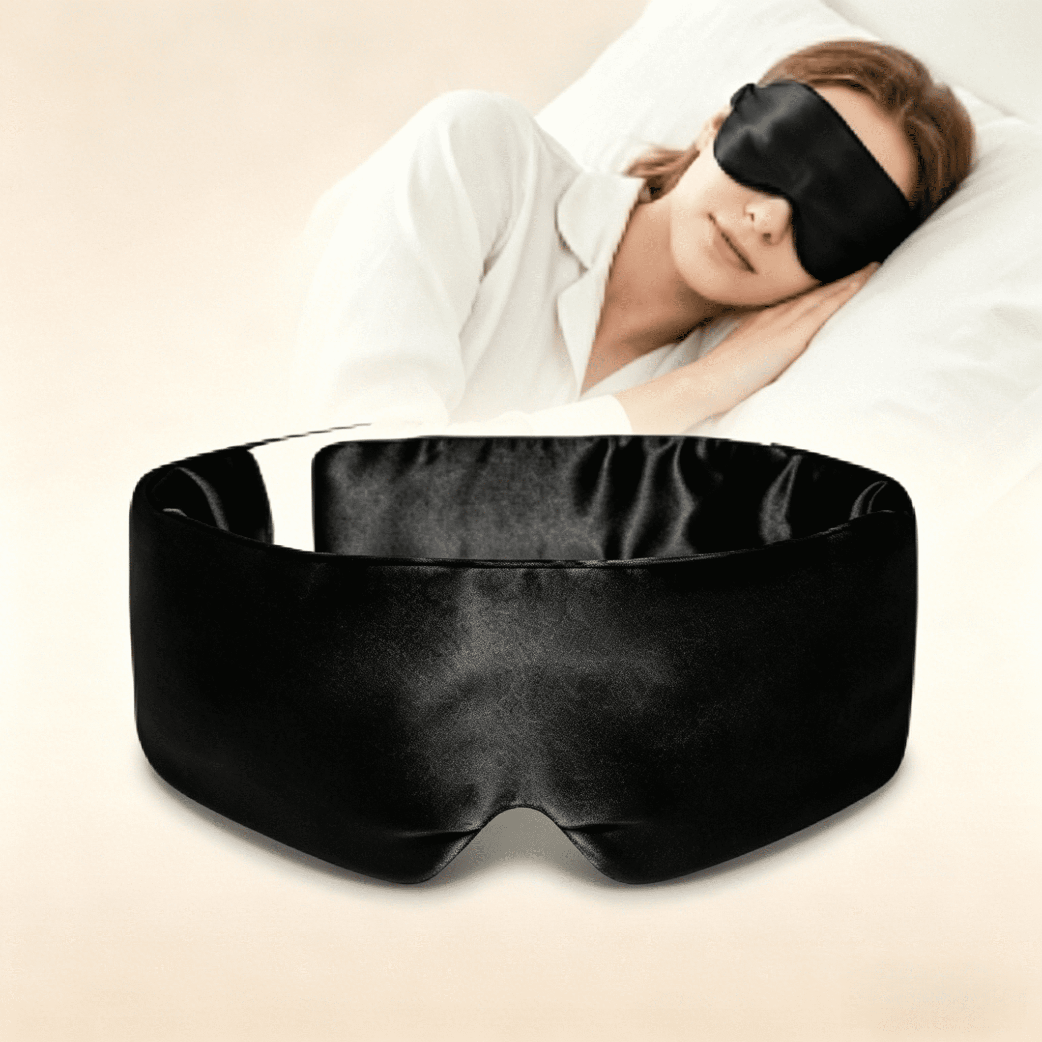 Sleep Mask for Women and Men, Satin Eye Blindfold for Night Sleep, Soft Light-Blocking Fit for Home and Away, Black
