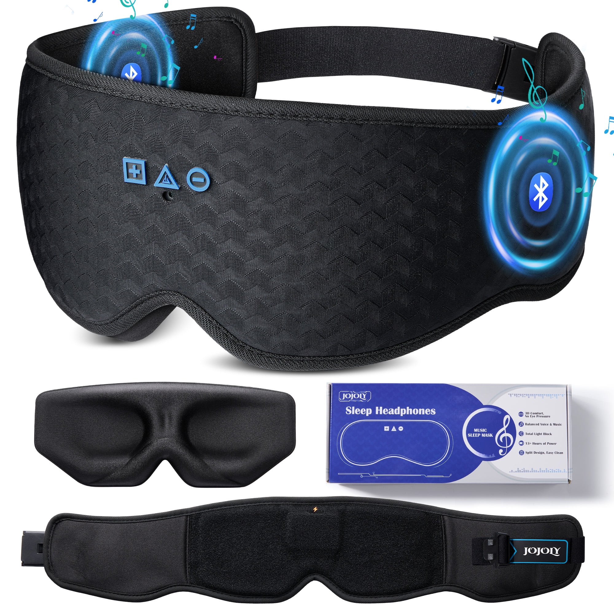 Sleep Mask with Bluetooth 5.4 Headphones FACEMOON 3D Blackout Eye Cover, Zero Eye Pressure
