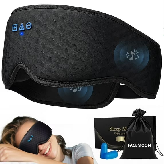 Sleep Mask with Bluetooth 5.4 Headphones  FACEMOON Detachable 3D Eye Cover, Zero Eye Pressure