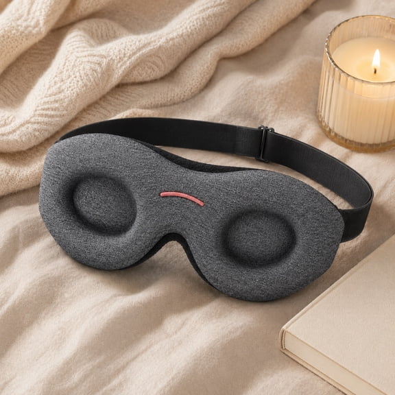 Sleep Mask with Contoured Eye Cups, Light Blocking Eye Mask with Adjustable Strap for Sleeping, Travel, Naps, Flights, Shift Work and Daytime Rest