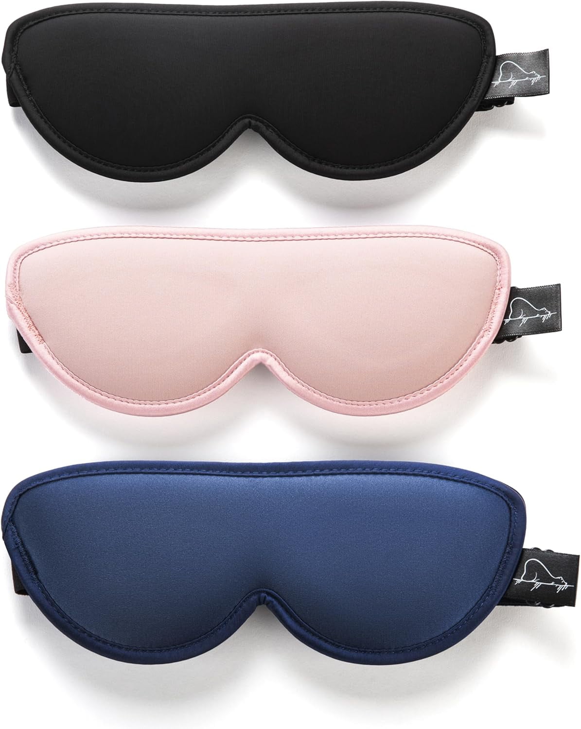 Sleep Masks for Petite Face Small Head, 3 Pack Stitched Eye Masks with Contoured Cups for Women Kids Children Teens, Machine Washable (Black, Blue, Pink)