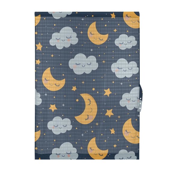 Sleep Moon and Cloud Pattern Door Curtain Sheer Privacy Light Filtering Window Panel 1 Panel 25x72 Inch