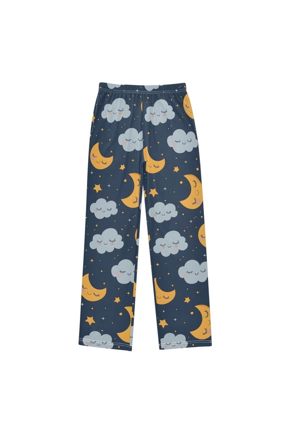 Sleep Moon and Cloud Pattern Pajama Pants Soft Lightweight Lounge Pants Bottoms Sleep Pants Warm Comfy