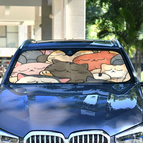 Sleep Of Cats Automotive Front Car Windshield Sun Shade Reflector Foldable for Front Fit for Cars Truck SUVs