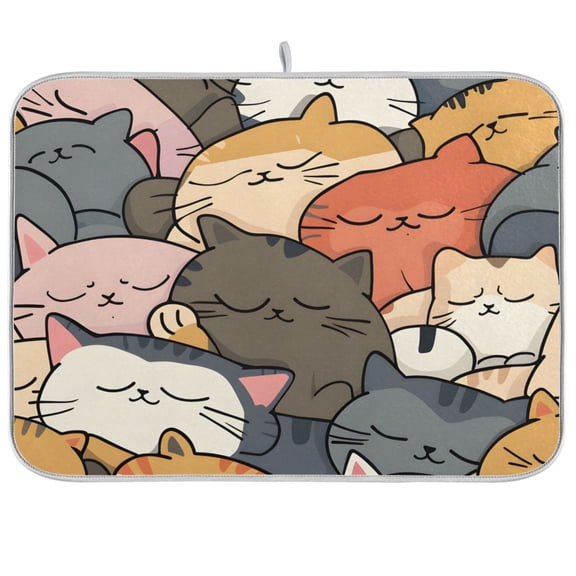 Sleep Of Cats Dish Drying Mat Dish Drainer Rack Mats Water Absorbent Non-Slip Easy Clean Heat Resistant for Kitchen Counter
