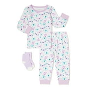 Sleep On It Baby & Toddler Girls Tight Fit Pajama Set with Socks, Sizes 12M-4T