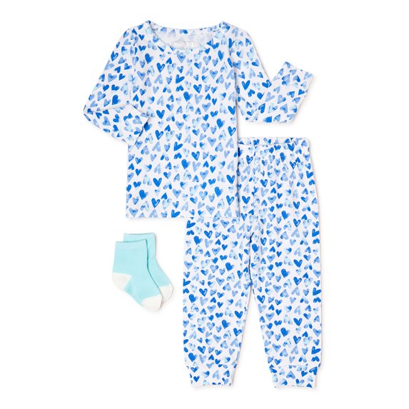 Sleep On It Baby & Toddler Girls Tight Fit Pajama Set with Socks, Sizes 12M-4T