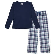 Sleep On It Boys 2-Piece Plaid Pajama Pant Set - Navy, 8-10