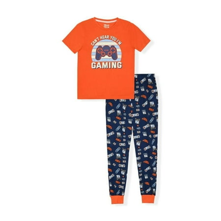 Sleep On It Boys 2-Piece Short-Sleeve Jersey Pajama Pants Set - Gaming , 8-10