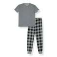thumbnail image 1 of Sleep On It Boys 2-Piece Short-Sleeve Jersey Pajama Pants Set - Gray Plaid , 8-10, 1 of 3