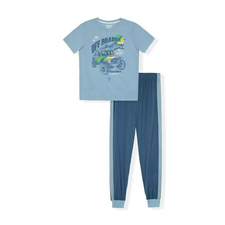 Sleep On It Boys 2-Piece Short-Sleeve Jersey Pajama Pants Set - Outdoors , 8-10