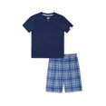 thumbnail image 1 of Sleep On It Boys 2-Piece Short-Sleeve Jersey Pajama Shorts Set - Plaid , 6-7, 1 of 4