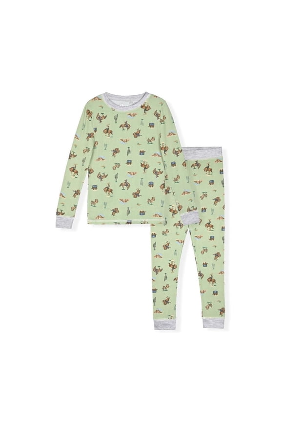 Boys 2-Piece Super Soft Jersey Long Sleeve Snug-Fit Pajama Set - Horseback, 10