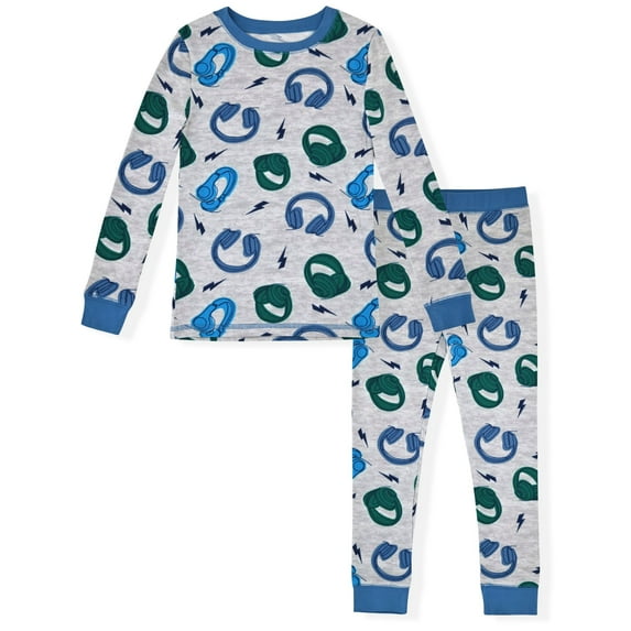 Sleep On It Boys 2-Piece Super Soft Jersey Long Sleeve Snug-Fit Pajama Set - Music , 4