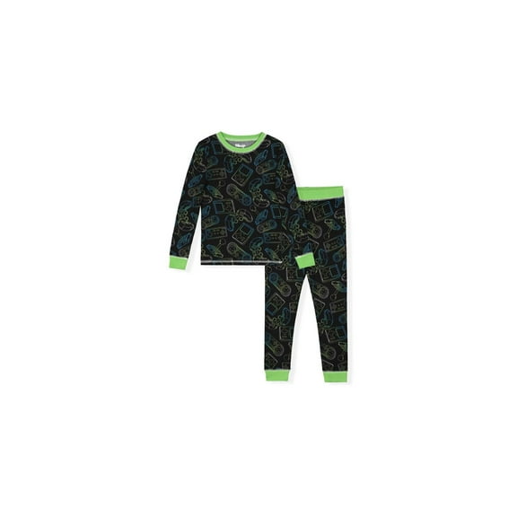 Sleep On It Boys 2-Piece Super Soft Jersey Long Sleeve Snug-Fit Pajama Set - Video Games, 3T