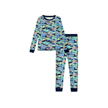Sleep On It Boys 2-Piece Super Soft Jersey Snug-Fit Pajama Set for Boys - Camo - Multicolored, Size 4