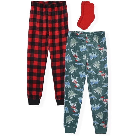 Sleep On It Boys 2-Pack Fleece Pajama Pants - Green, 12-14