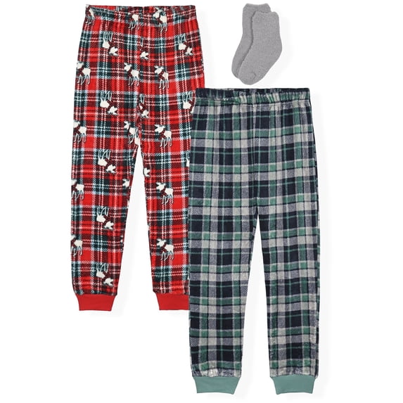Sleep On It Boys 2-Pack Fleece Pajama Pants - Red, 8-10