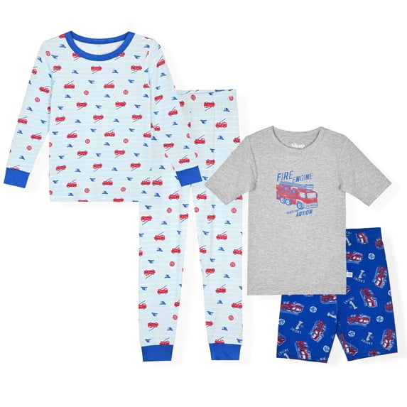 Sleep On It Boys 4PC Bamboo Snug Fit Pajama Sets ,Gray ,8