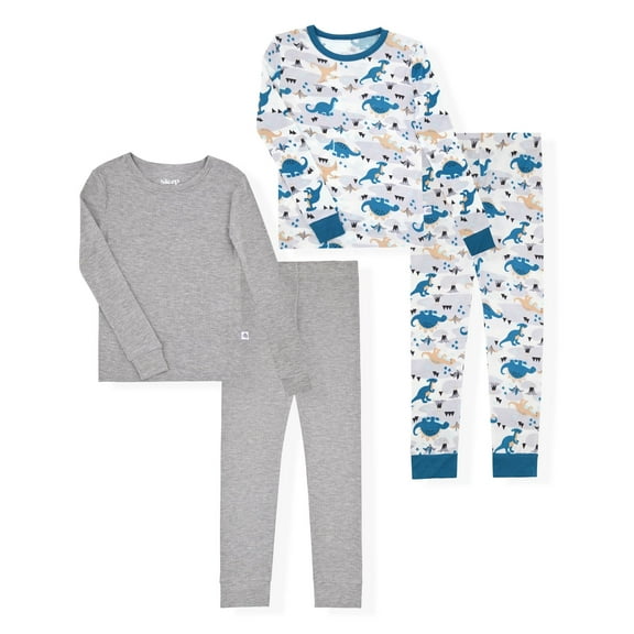 Sleep On It Boys Bamboo Viscoce 2-Piece Snug Fit Pajama Set (2-Pack) - Dinosaur, Size 3T