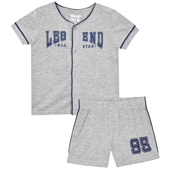 Sleep On It Boys Coat Front Pajama Short Set - Legend, 4T