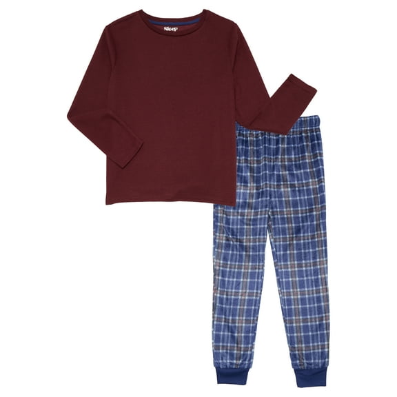 Sleep On It Boys Long Sleeve Shirt and Joggers Pajama Set, 2-Piece, Sizes 6-14