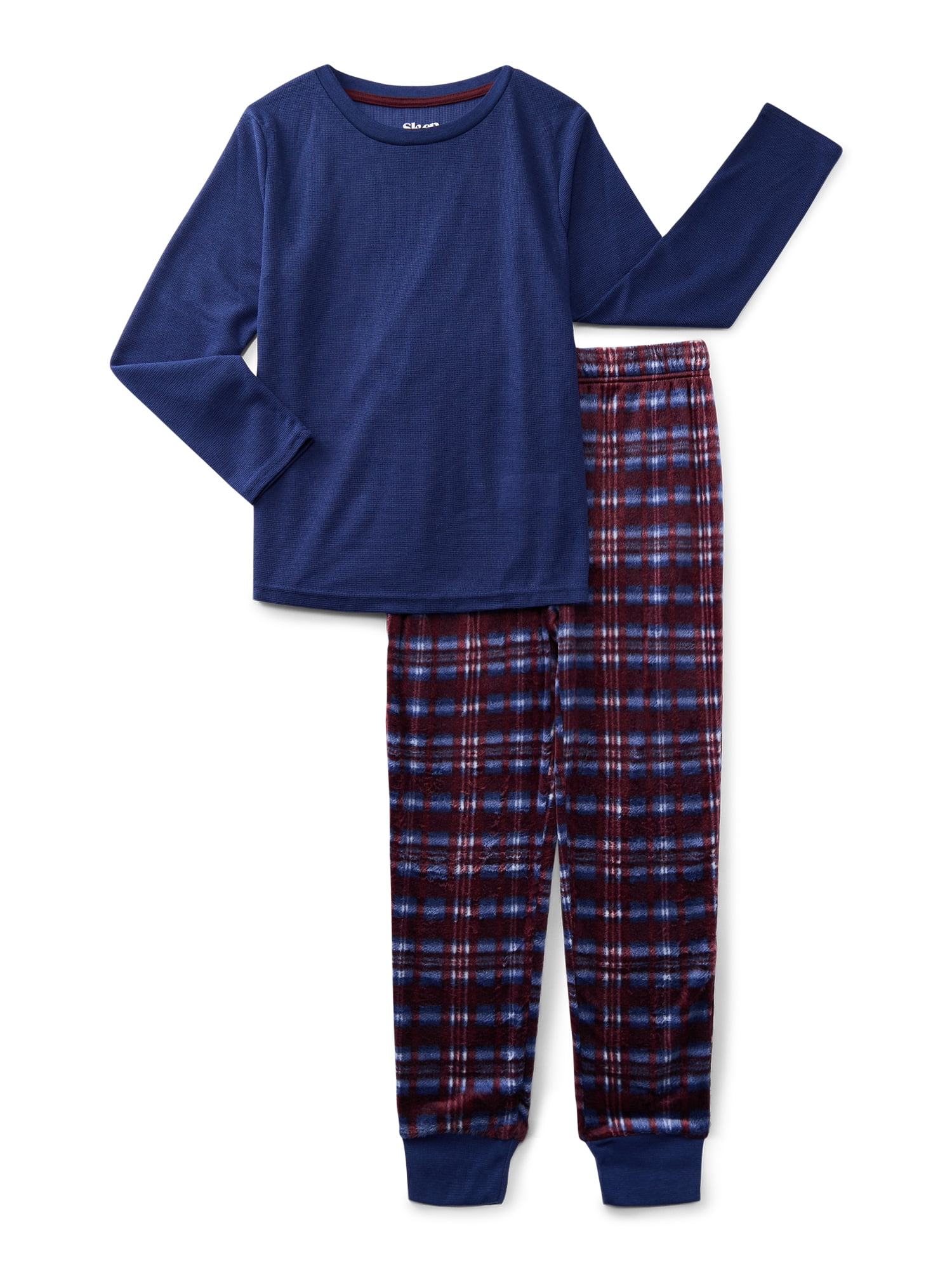 Sleep On It Boys Long Sleeve Shirt and Joggers Pajama Set, 2-Piece, Sizes 6-14