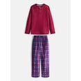 thumbnail image 1 of Sleep On It Boys' Henley Shirt and Plaid Pants Pajama Set, 2-Piece, Sizes 4-10, 1 of 5