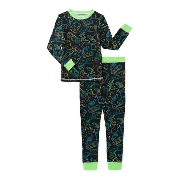 Sleep On It Boys Snug Fit Long Sleeve Tee and Pants Pajama Set, 2-Piece, Sizes 4-12