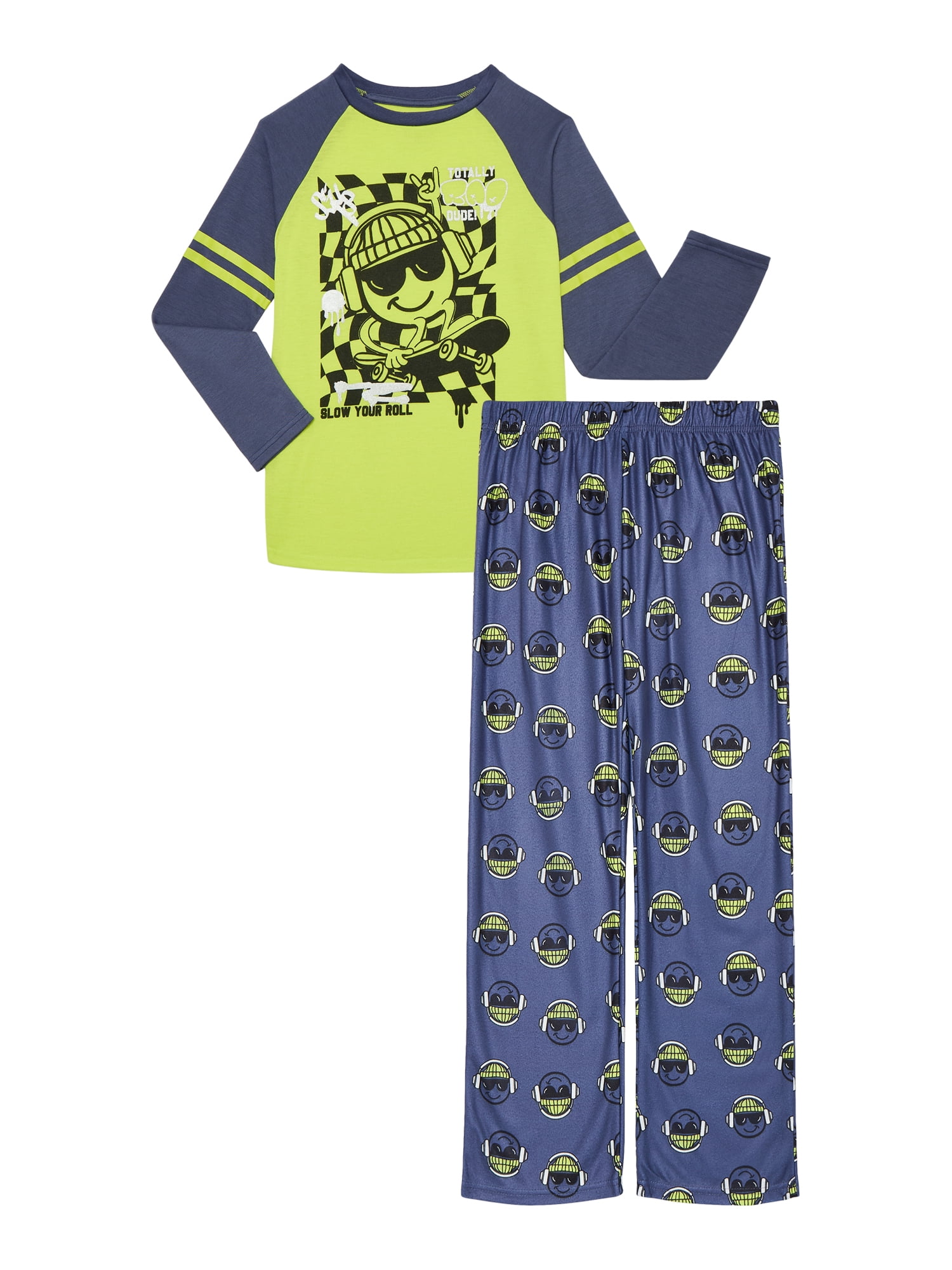 Sleep On It Boys Printed Long Sleeve Top and Pants Pajama Set, 2-Piece, Sizes 6-14