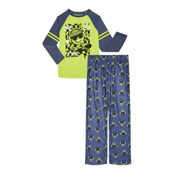 Sleep On It Boys Printed Long Sleeve Top and Pants Pajama Set, 2-Piece, Sizes 6-14