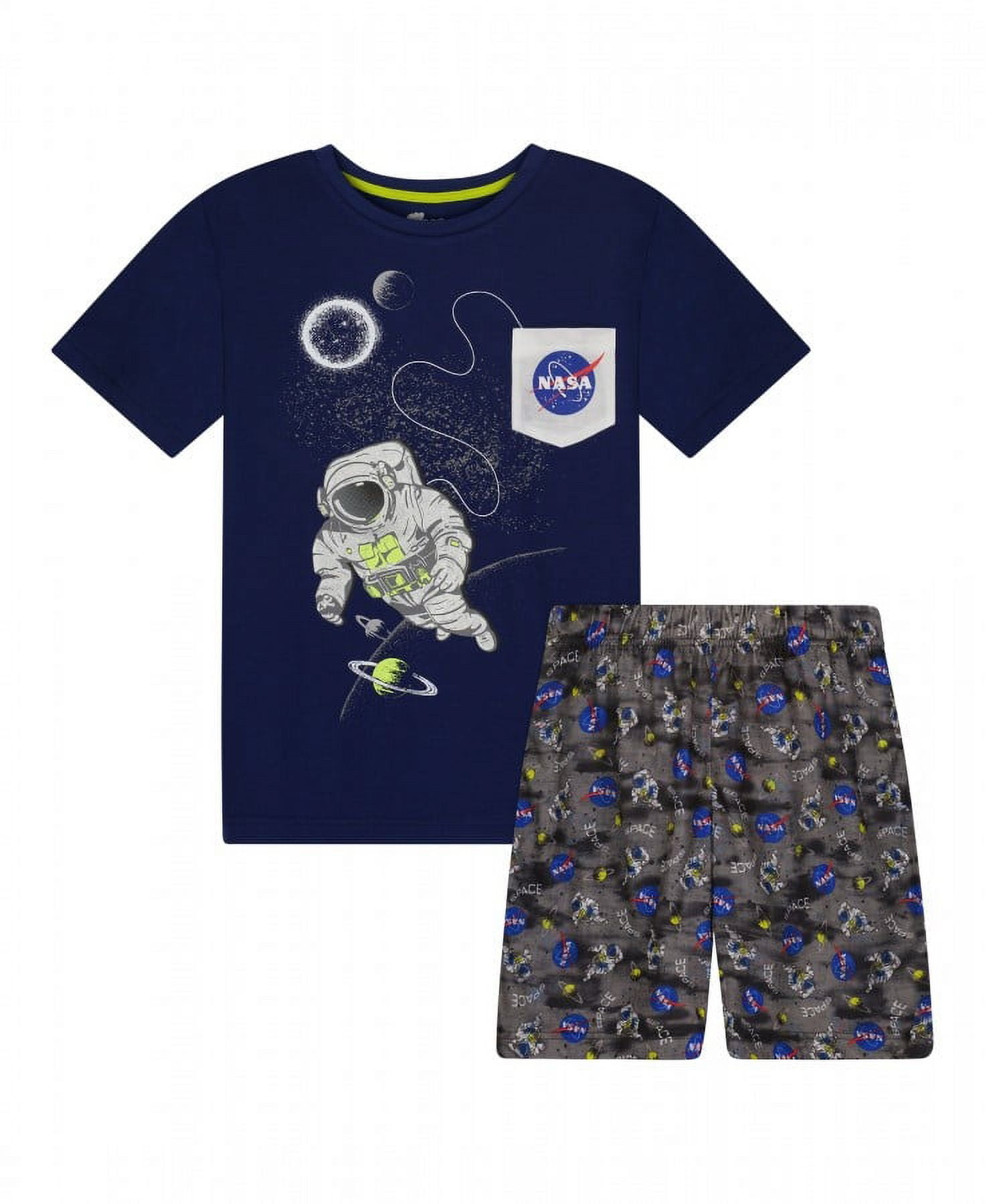 Sleep On It Boys NASA Astronaut 2Piece Pajama Sleep Shorts Set Navy